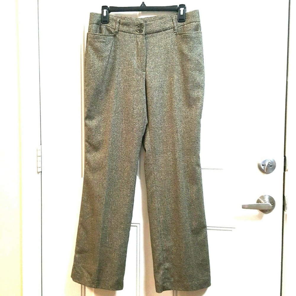 TALBOTS HERITAGE 8P Green Gold Black Tweed Pants